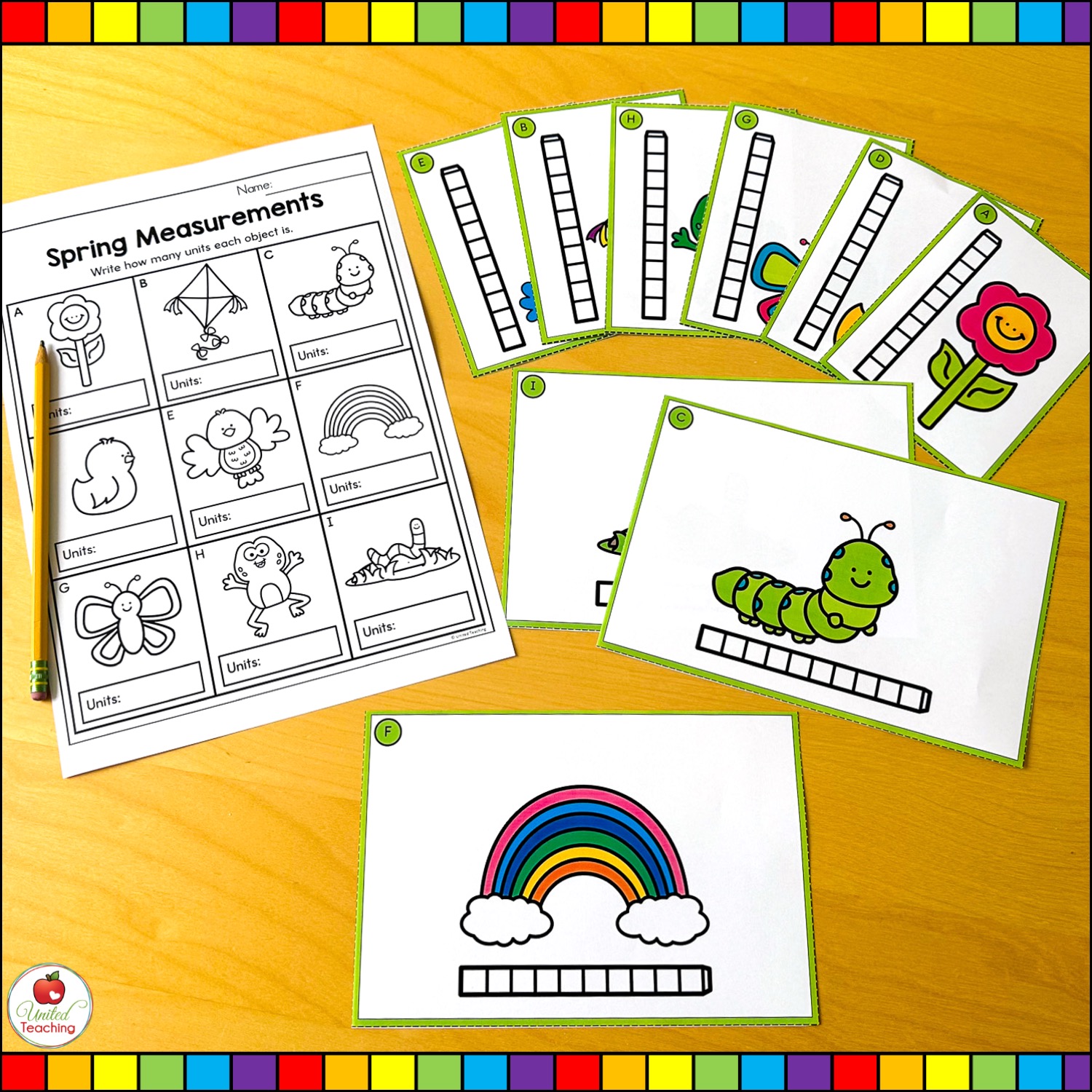 Spring Measurement Task Cards and Worksheet