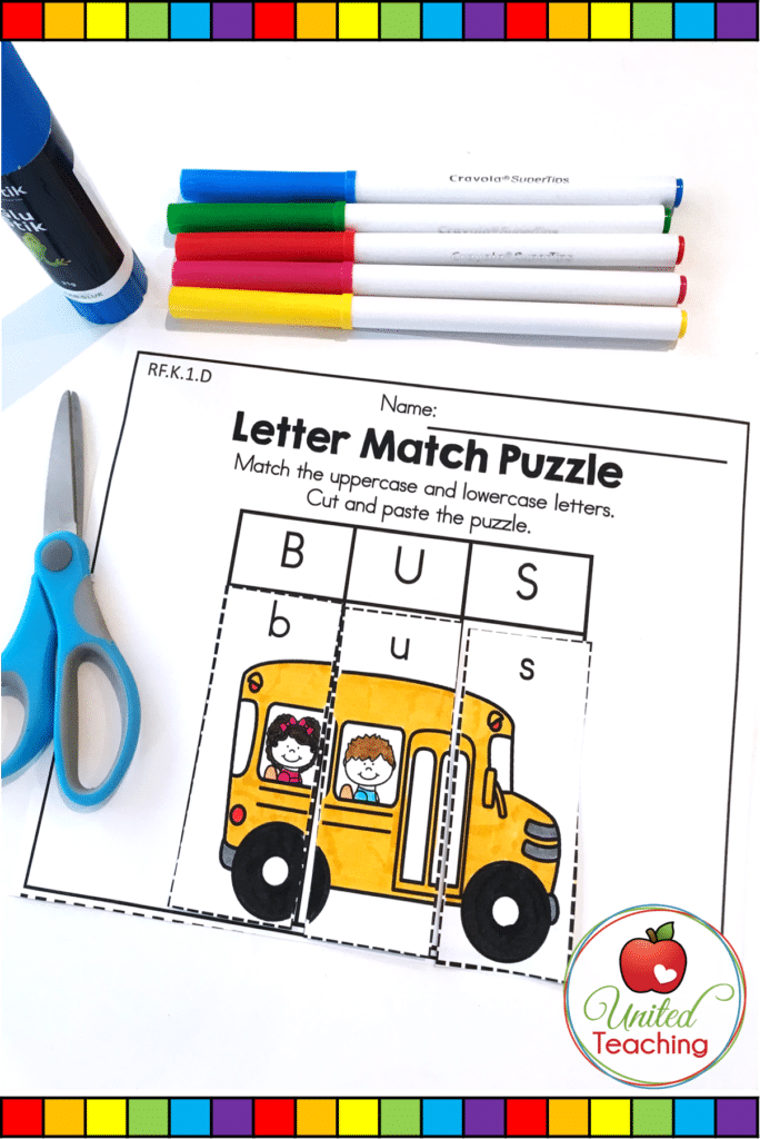 Alphabet uppercase and lowercase letter match puzzle activity