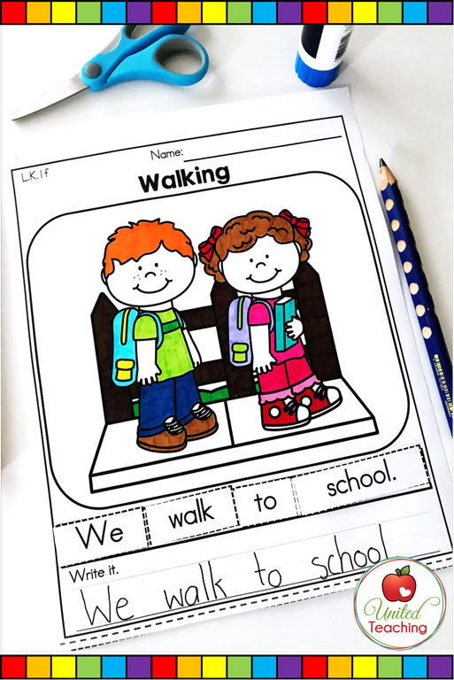 Back to School scrambled sentence literacy worksheet.