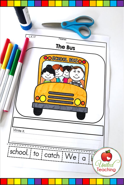 Back to School scrambled sentence literacy worksheet.