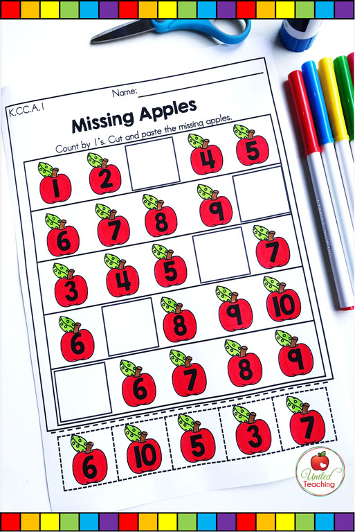 Number ordering cut and paste math worksheet