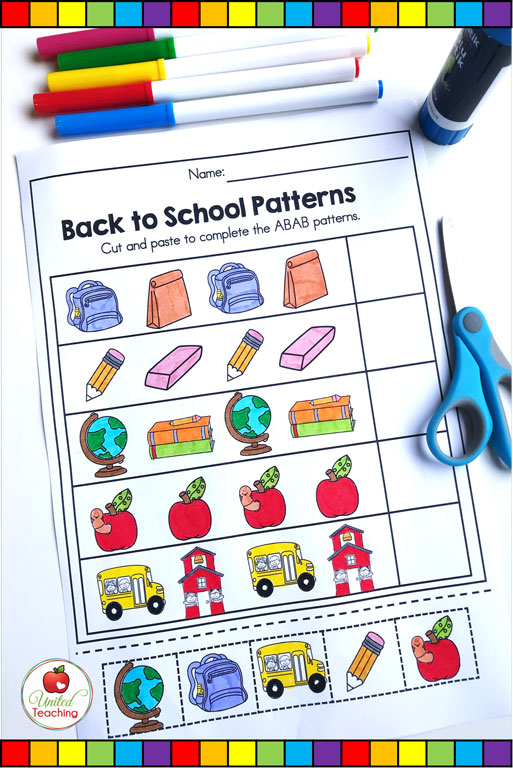Back to School Math and Literacy Kindergarten Activities - United Teaching