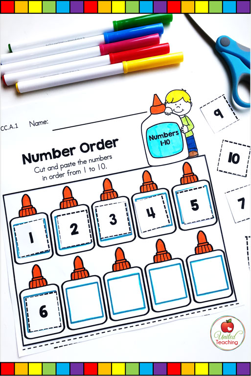 Counting 1 to 10 cut and paste worksheet