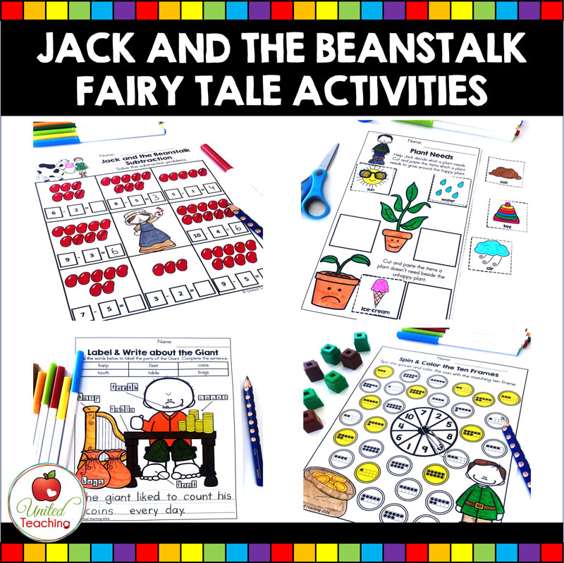 Jack and the Beanstalk fairy tale activities and worksheets.