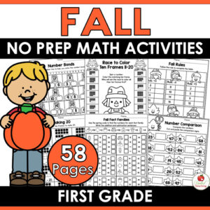 Fall Math Activities 1st Grade Packet Cover