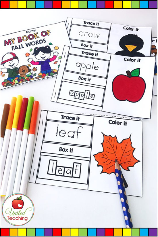 My Book of Fall Words FREE Printable United Teaching