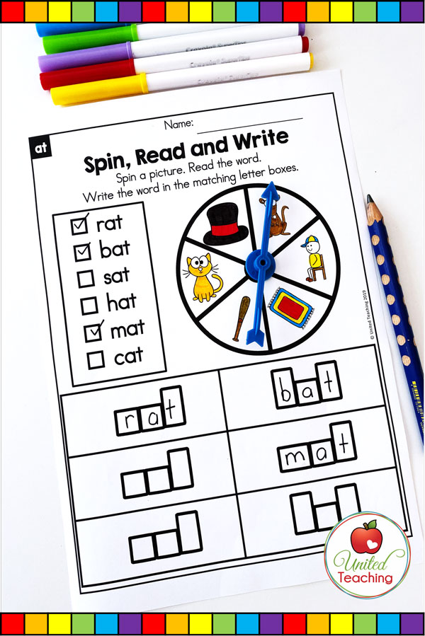 Spin to Win CVC Spin, Read & Write game for beginning readers. 