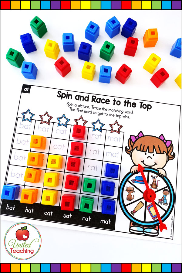 Spin to Win CVC Race to the Top game for beginning readers. 
