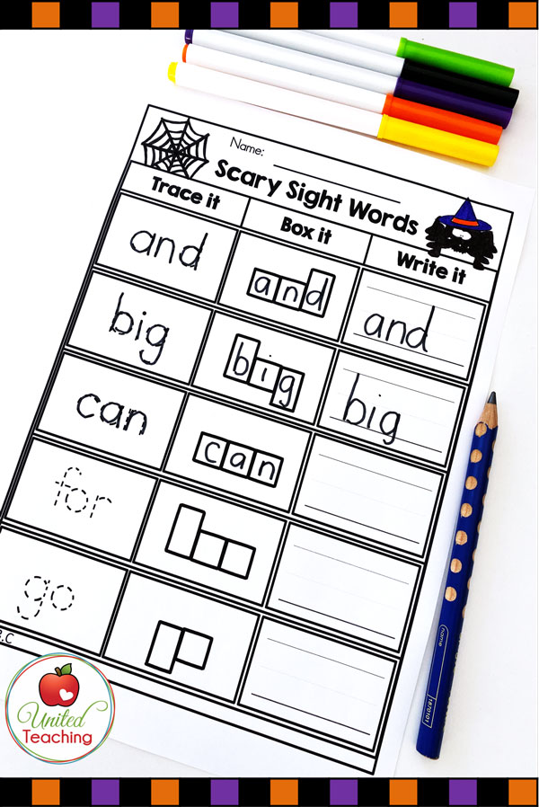 sight words printable for Kindergarten 