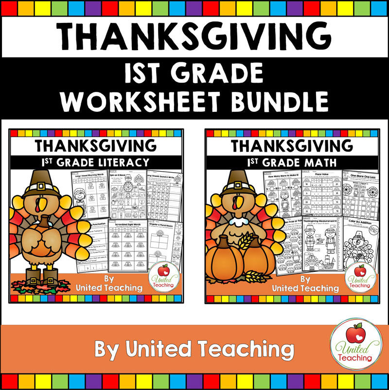 Thanksgiving Math and Literacy 1st Grade Bundle
