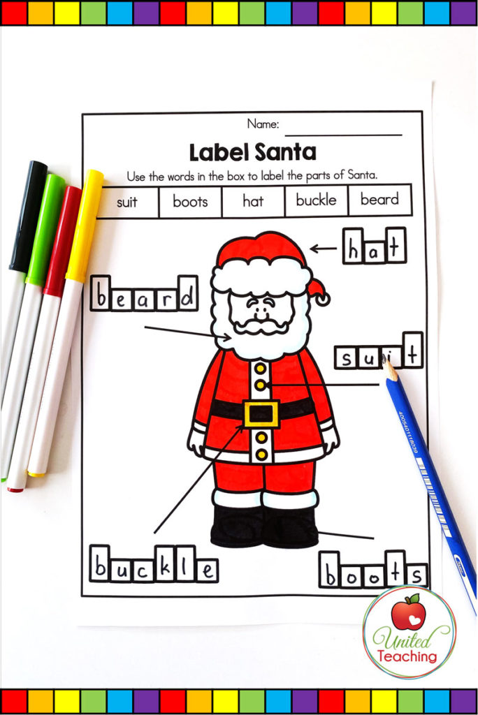 Label Santa worksheet