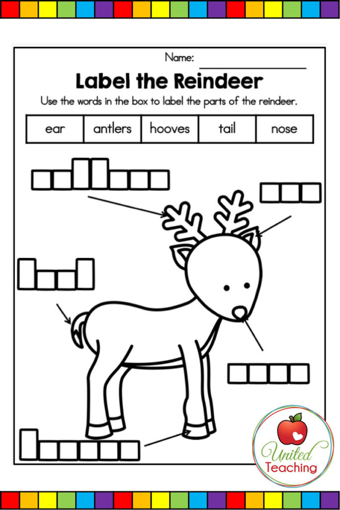 Label the Reindeer worksheet