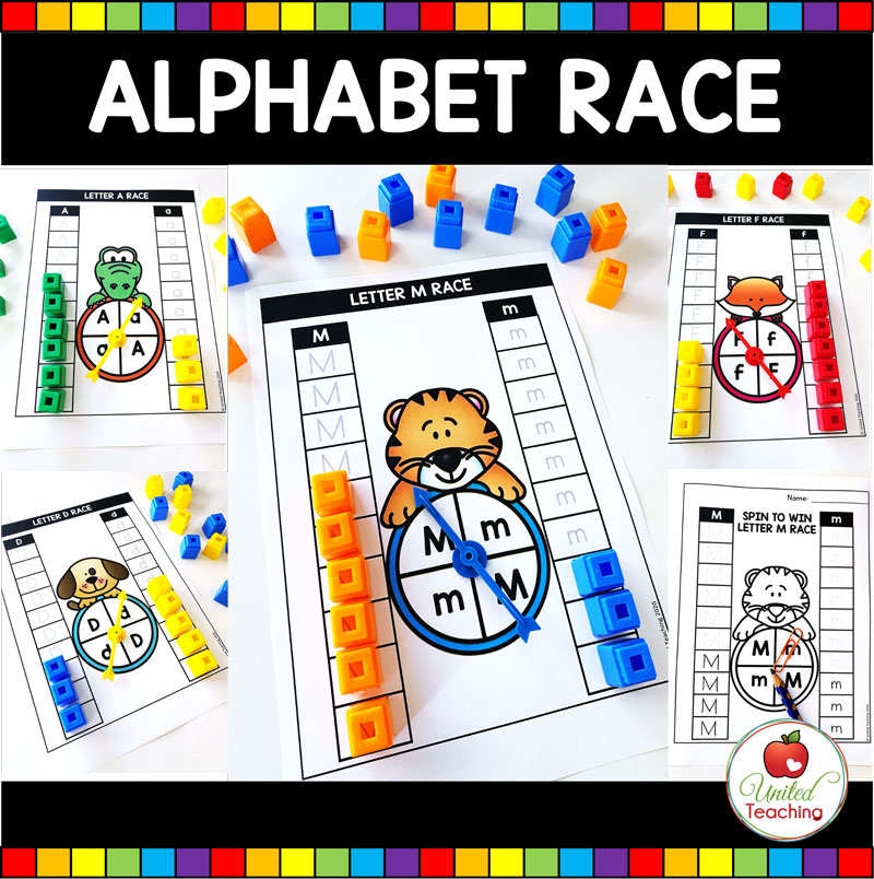 Uppercase and Lowercase letter Race Printables are fun Alphabet Race to the Top Games