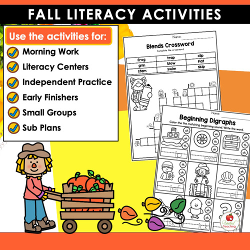 Fall Literacy Activities 1st Grade Packet - Image 3
