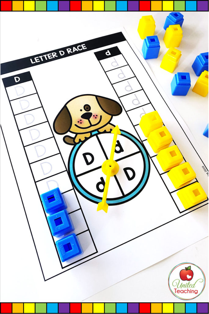 Uppercase and Lowercase letter Race Printables for the letter D