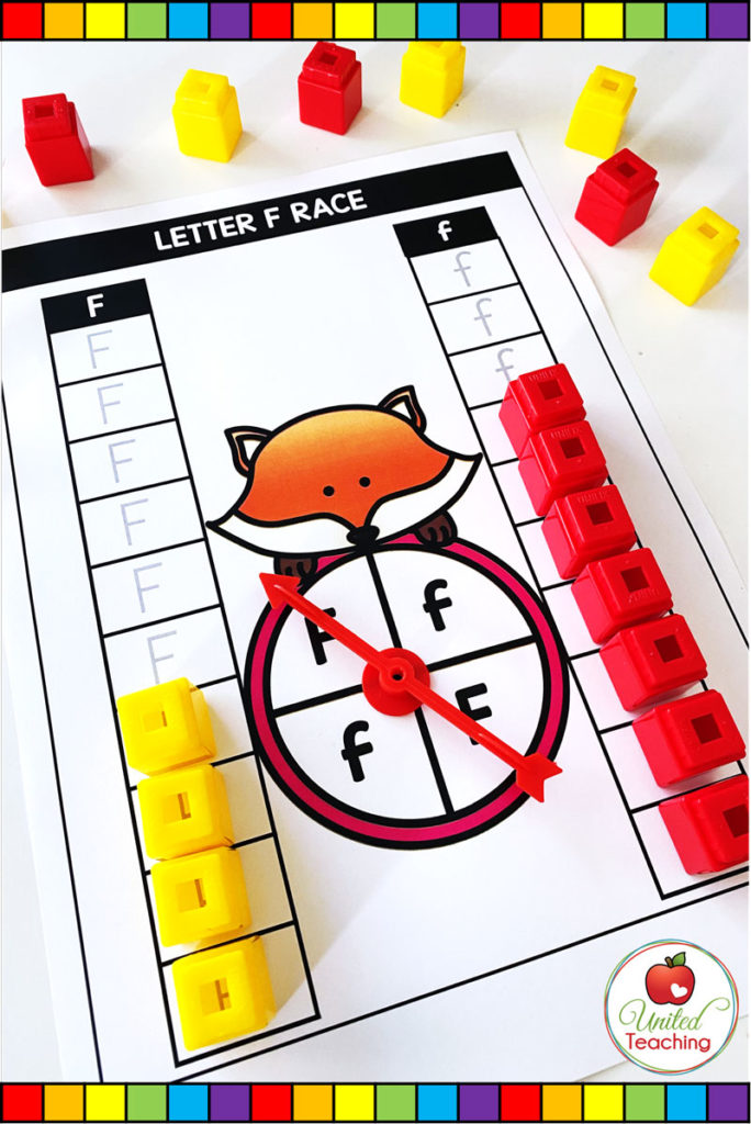 Uppercase and Lowercase letter Race Printables for the letter F