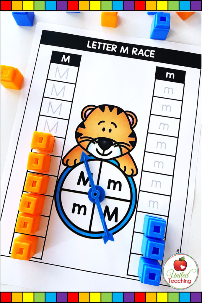 Uppercase and Lowercase letter Race Printables for the letter M