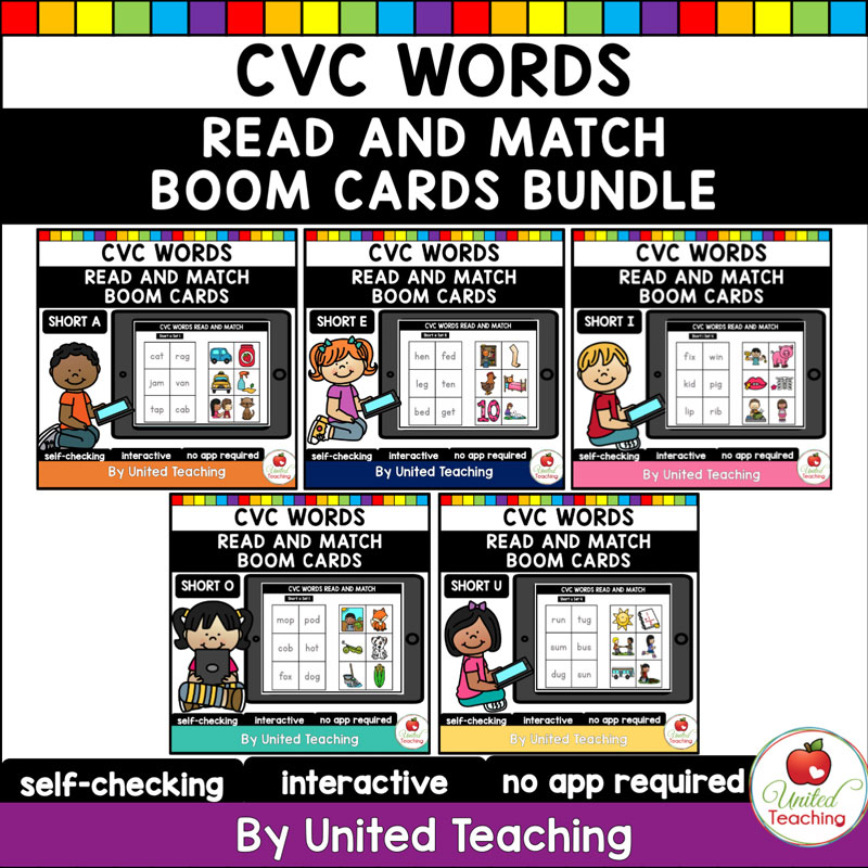 CVC Words Read and Match Boom Cards Bundle