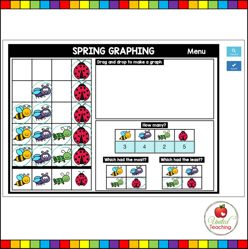 Spring Graphing Boom Card showing correct answers