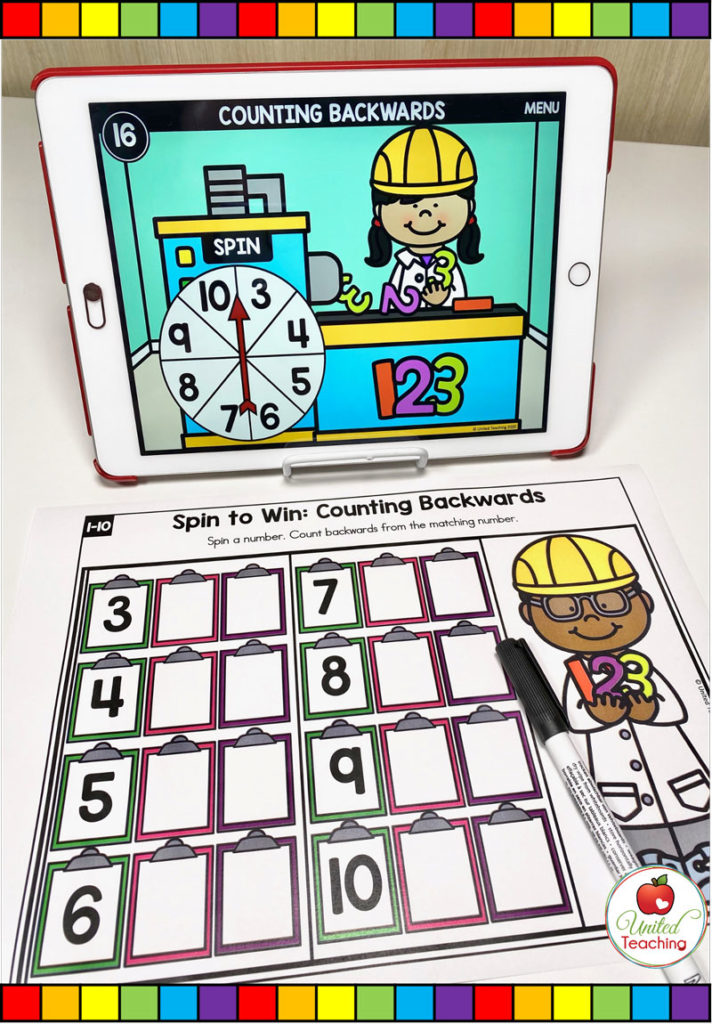 Counting Backwards with Digital Spinner Activity