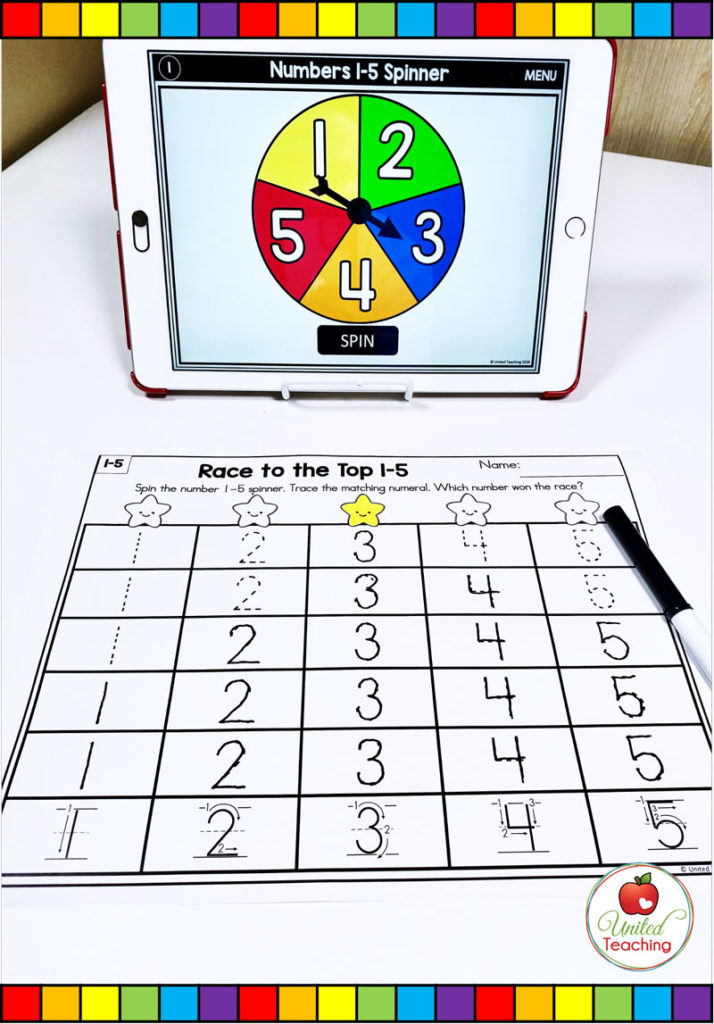 Numbers Race to the Top Digital Spinner Math Activity