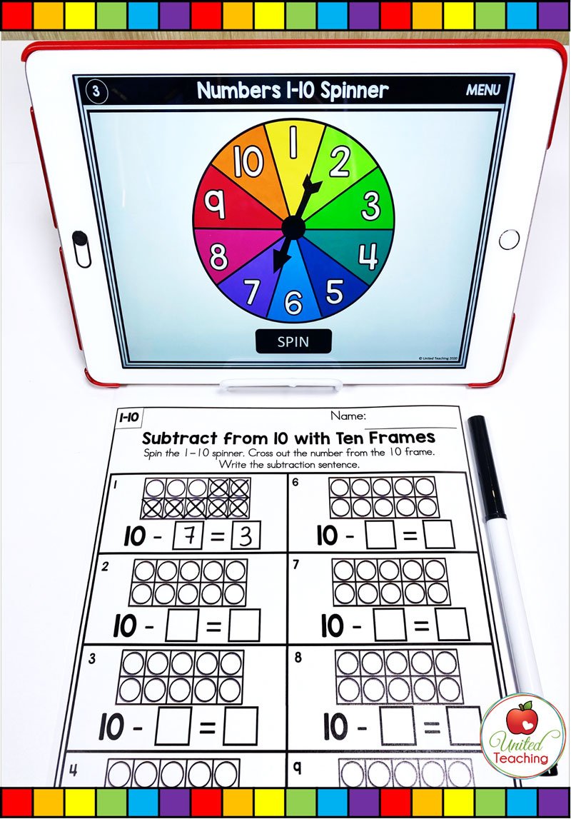 Numbers 1-100 Digital Spinner Math Activities Part 1 - United Teaching