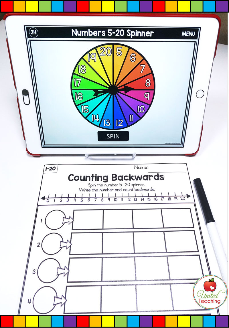 Numbers 1-100 Digital Spinner Math Activities Part 2 - United Teaching