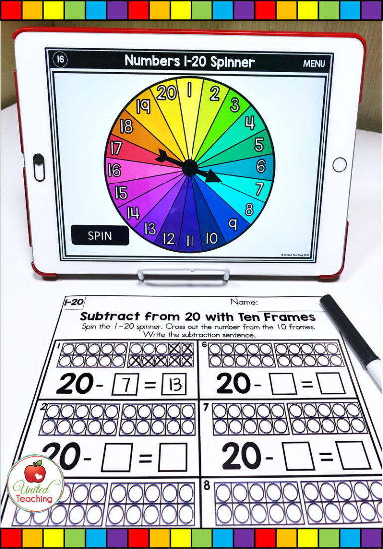 Numbers 1-100 Digital Spinner Math Activities Part 2 - United Teaching