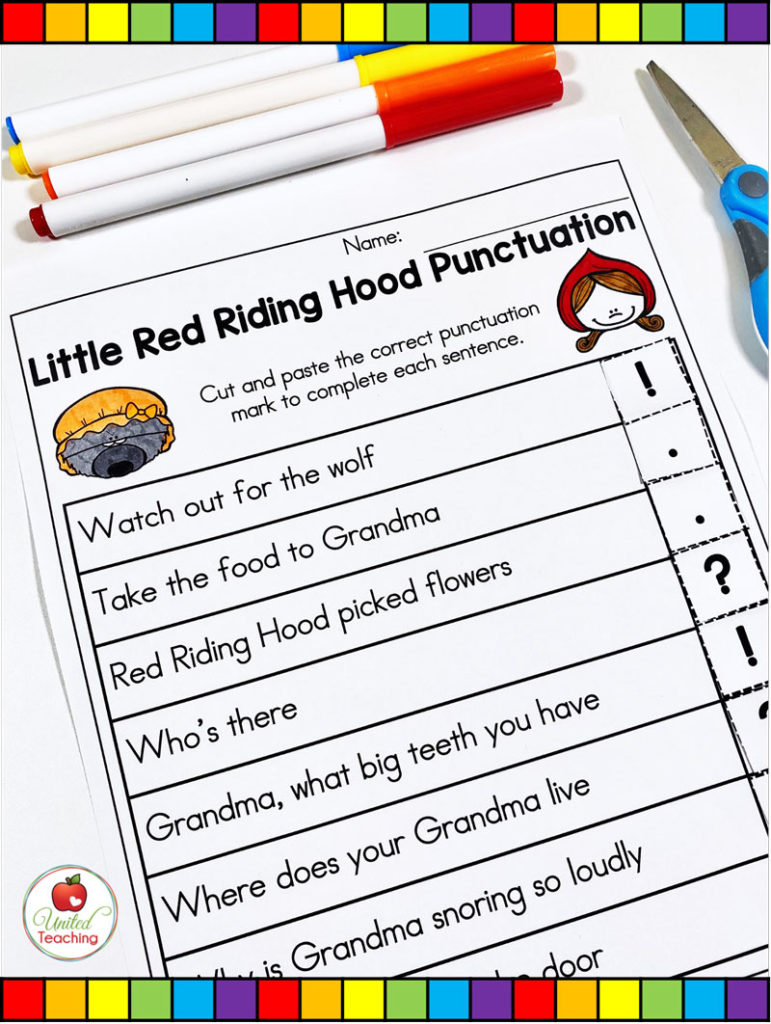 Red Riding Hood Punctuation Cut and Paste Grammar Worksheet