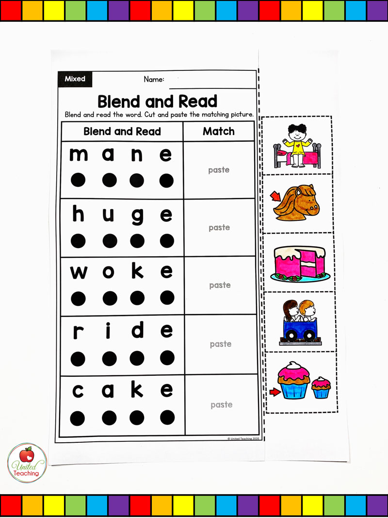 CVCE Words Blend and Read Cards and Activities - United Teaching