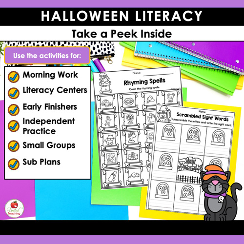 Halloween Literacy Activities Kindergarten Packet - Image 3