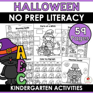 Halloween Literacy Activities Kindergarten Packet Cover