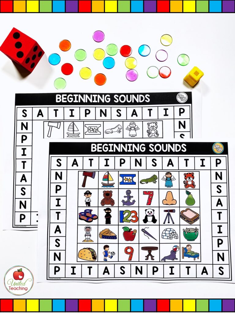 Beginning sounds color and worksheet games