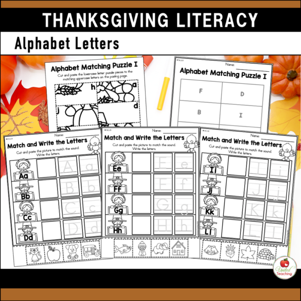 Thanksgiving Alphabet Letter Activities for Kindergarten
