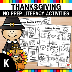 Thanksgiving Literacy Activities for Kindergarten Cover