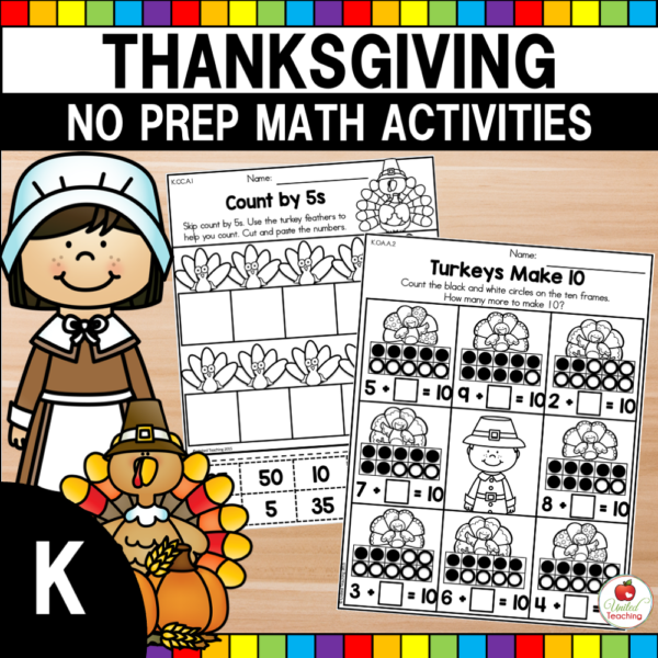 Thanksgiving Math Activities for Kindergarten Cover