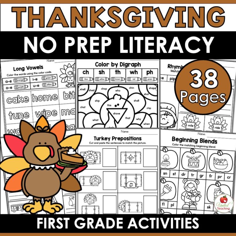 Thanksgiving Literacy Activities for 1st Grade - United Teaching