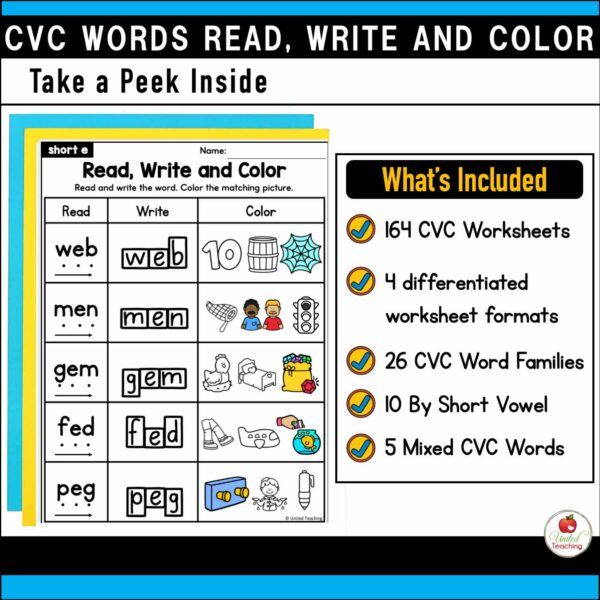 CVC Words Read Write and Color - Image 2