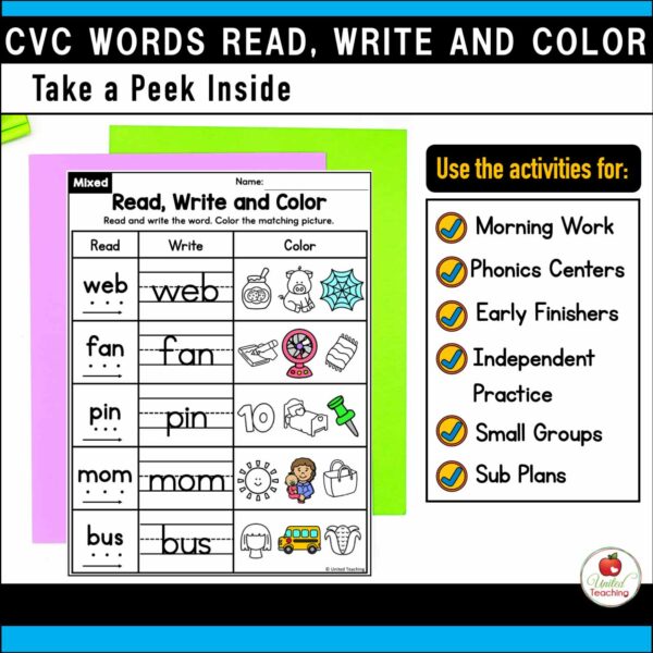CVC Words Read Write and Color - Image 3