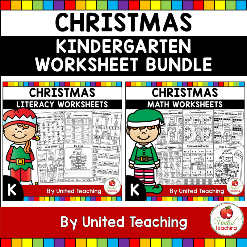 Christmas Math and Literacy K Bundle Cover
