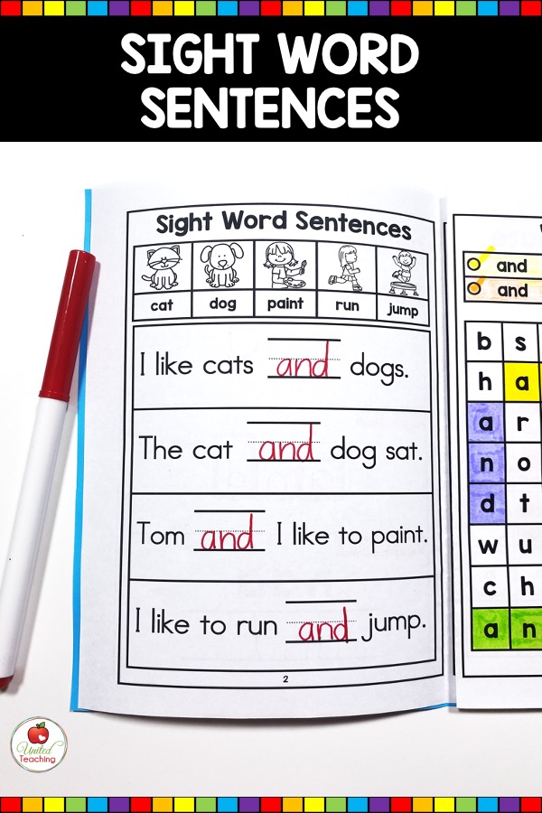 Sight Word Sentences Activity from Sight Word Activity Book