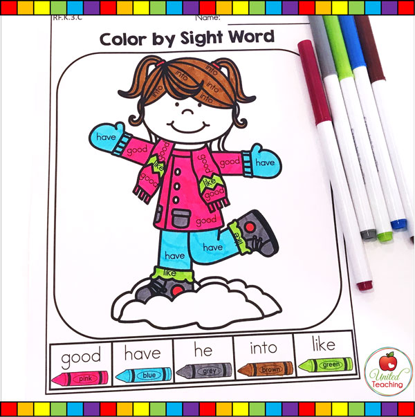 Winter Color by Sight Words