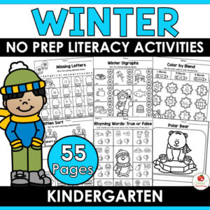 Winter Literacy Worksheets for Kindergarten