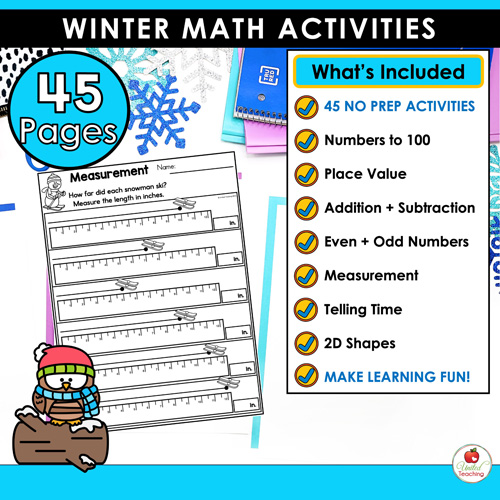 Winter Math Worksheets 1st Grade Packet - Image 2