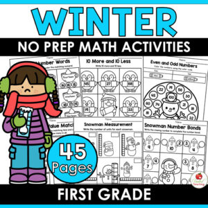 Winter Math Worksheets for 1st Grade