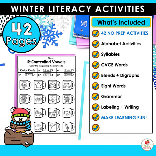 Winter Math and Literacy Worksheets 1st Grade Bundle - Image 4