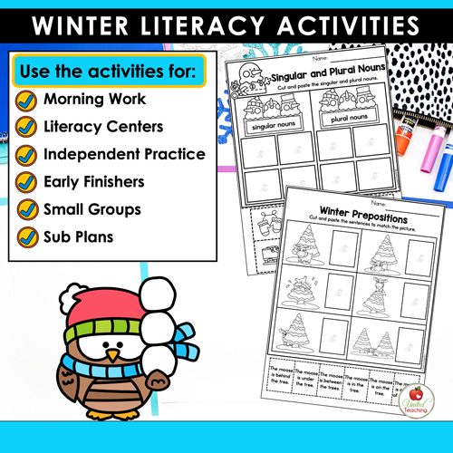 Winter Math and Literacy Worksheets 1st Grade Bundle - Image 5