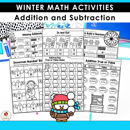 Winter Math and Literacy Worksheets 1st Grade Bundle - Image 8