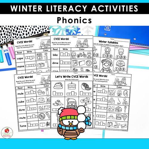 Winter Math and Literacy Worksheets 1st Grade Bundle - Image 12