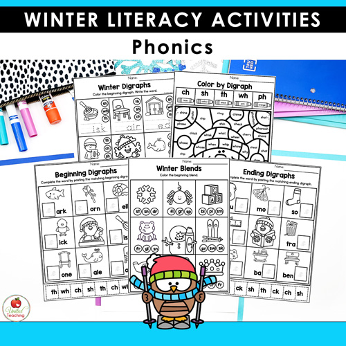 Winter Math and Literacy Worksheets 1st Grade Bundle - Image 13